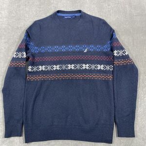 Nautica‎ Mens XS Navy Geometric Crewneck Sweater